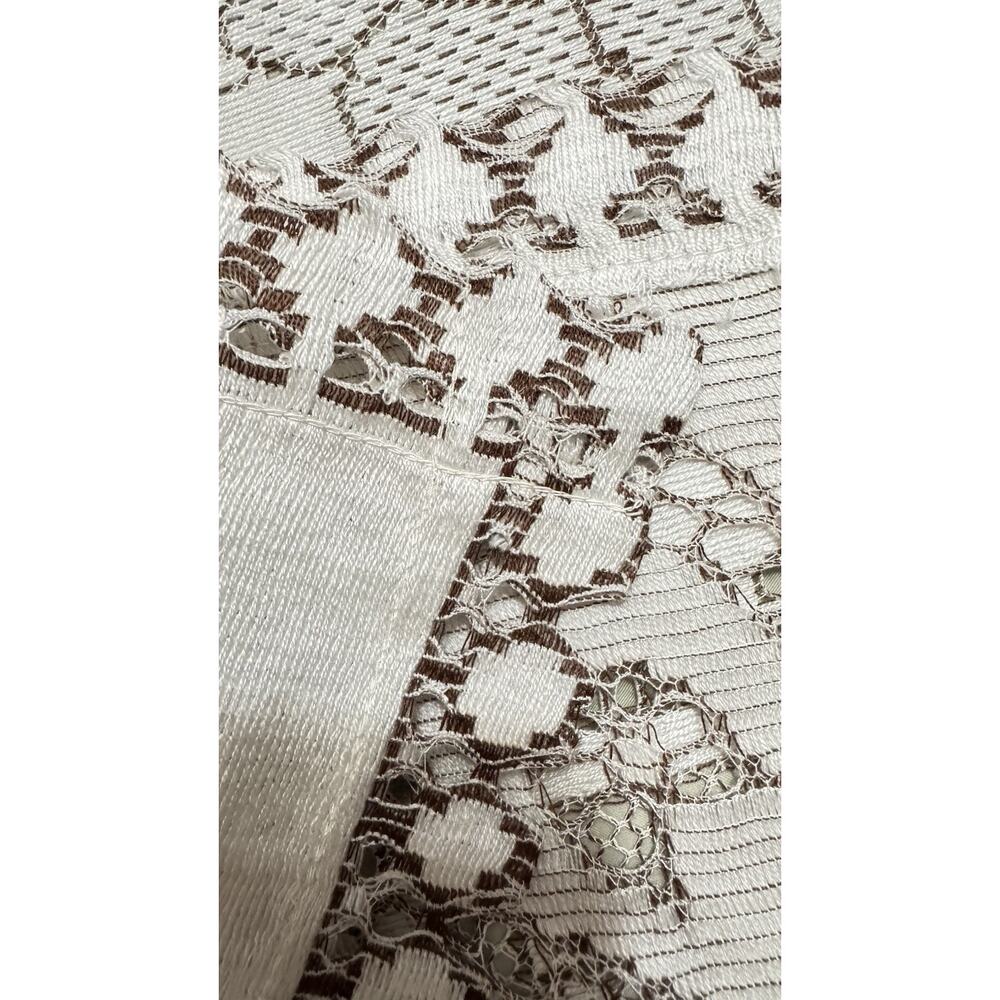 VTG 1973 NWT Madeira Embroidered 68 X 106 Brown Floral Tablecloth & 11 Napkins - Picture 4 of 10